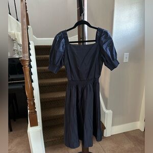 Cal Meets Clam Navy Blue Square Neck Dress w Pockets